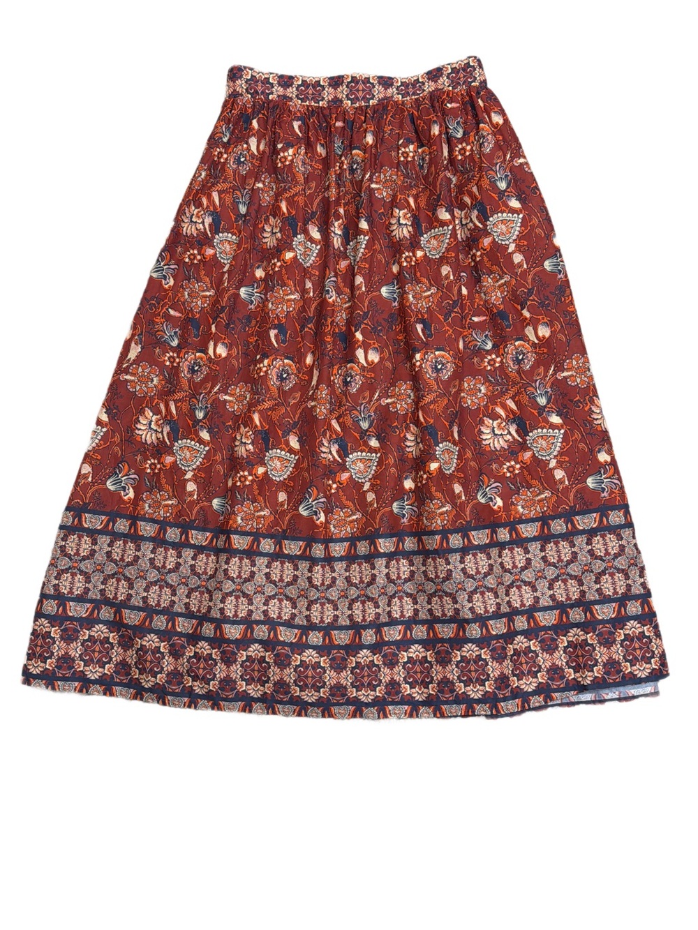 Elie Tahari Red Floral Border-Print Maxi Skirt - Picture 1 of 8